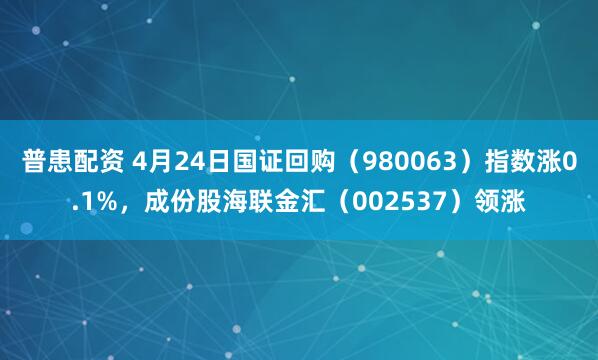 普患配资 4月24日国证回购（980063）指数涨0.1%，成份股海联金汇（002537）领涨